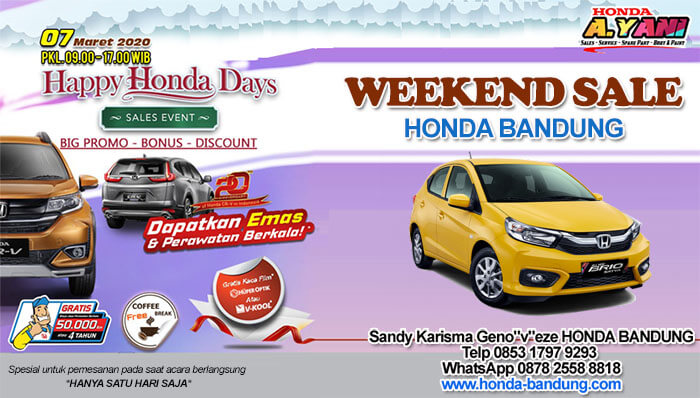 WEEKEND SALE HONDA BANDUNG BULAN MARET 2020
