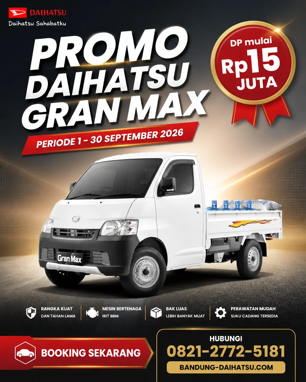 Promo Daihatsu Gran Max Bandung September 2026: DP Mulai Hanya Rp15 Juta!